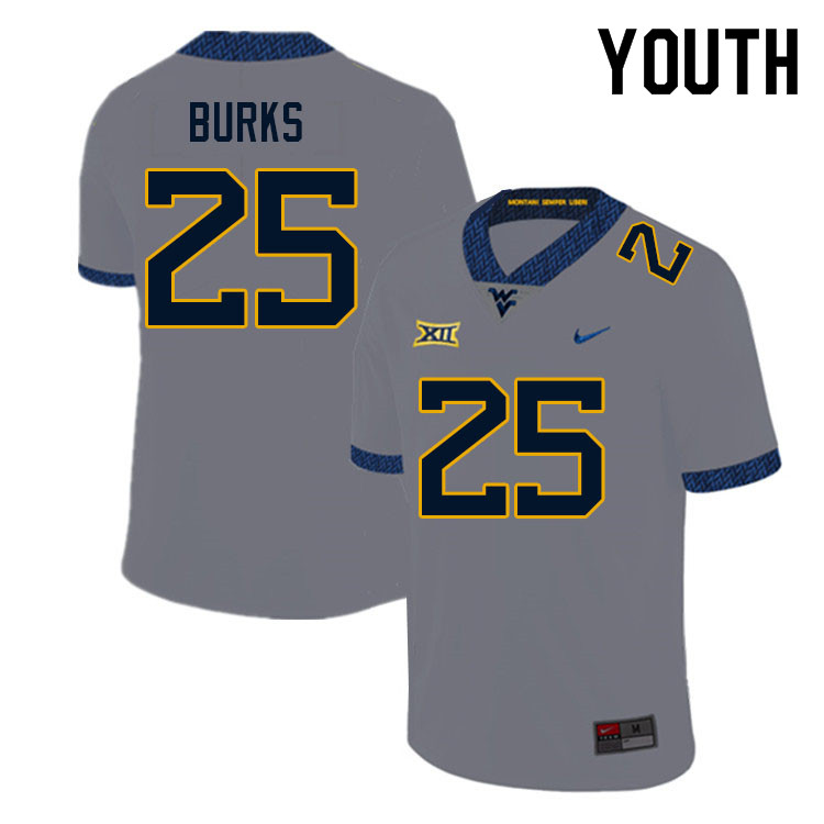 NCAA Youth Aubrey Burks West Virginia Mountaineers Gray #25 Nike Stitched Football College Authentic Jersey TD23I15SQ